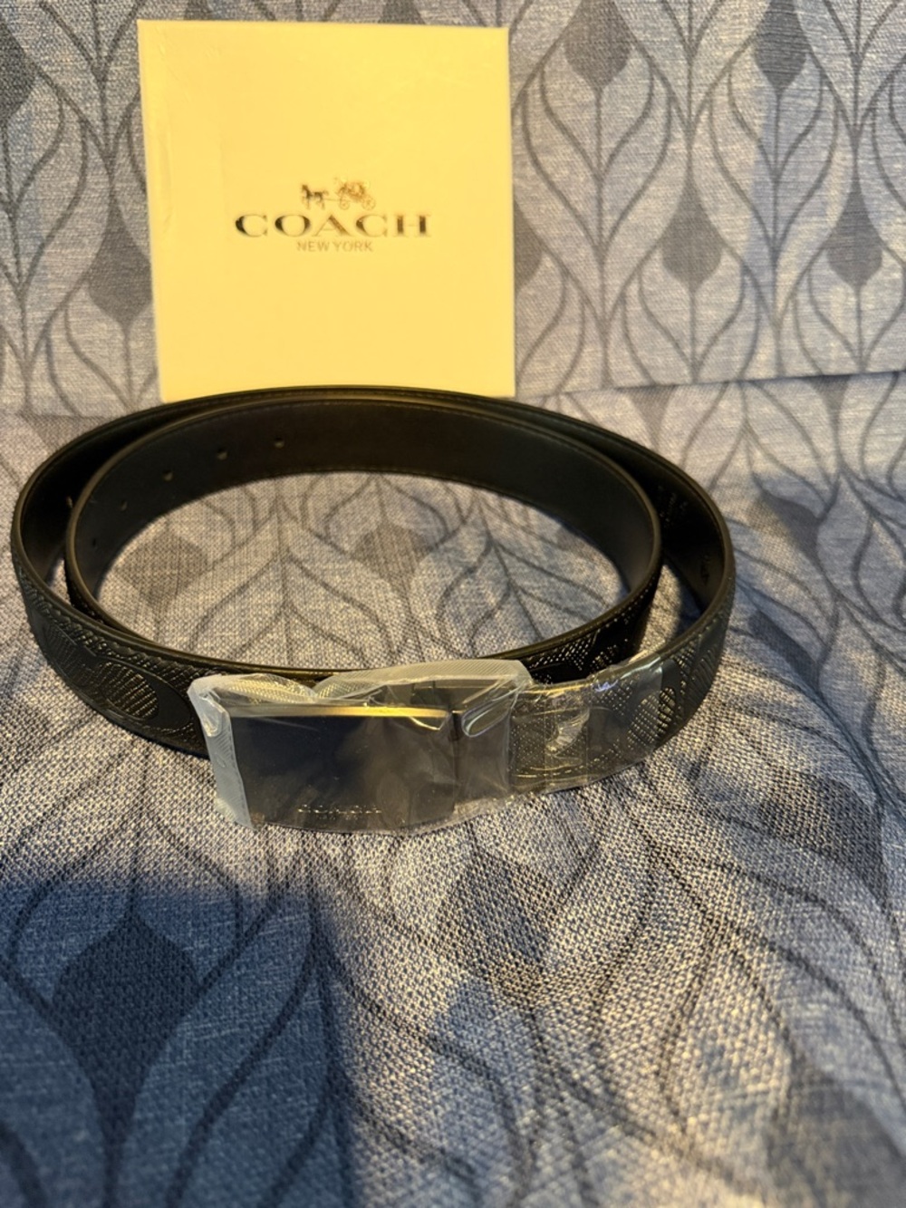 Coach Black Men's Leather Belt with Polished Silver Buckle